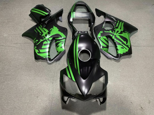 Teschio Nero Opaco & Verde 2001-2003 CBR600 F4i Carena Moto Teschio Nero Opaco & Verde 2001-2003 CBR600 F4i Carena Moto