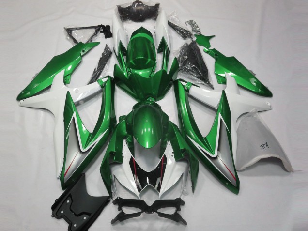 Verde Lucido & Bianco 2008-2010 GSXR 600-750 Carena Moto