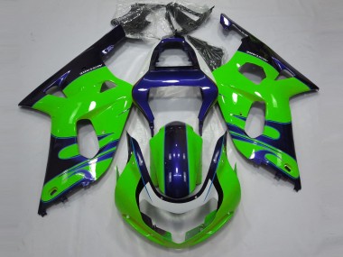 Verde Lucido & Blu 2001-2003 GSXR 600-750 Carena Moto