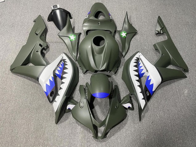Verde Opaco & Blu Squalo 2007-2008 CBR600RR Carena Moto Verde Opaco & Blu Squalo 2007-2008 CBR600RR Carena Moto
