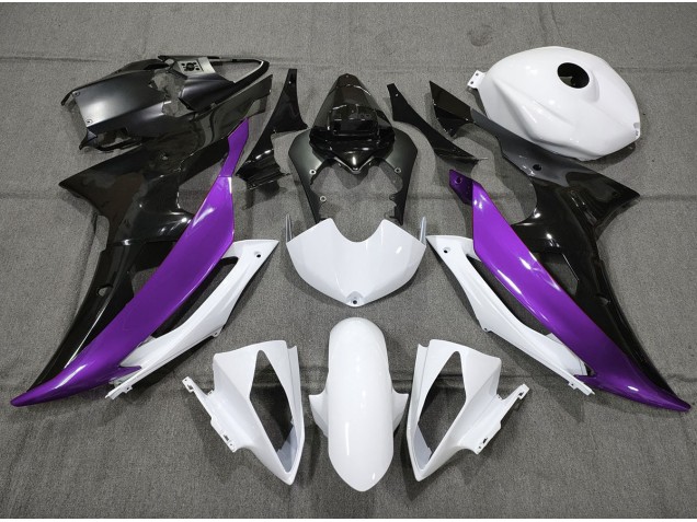 Viola Personalizzato In Bianco & Nero 2008-2016 R6 Carena Moto Viola Personalizzato In Bianco & Nero 2008-2016 R6 Carena Moto